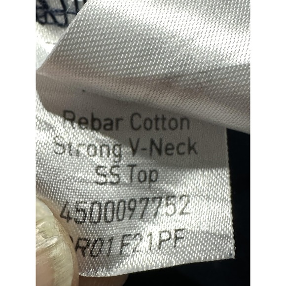 Ariat Rebar Shirt Womens Small Navy V-Neck Short Sleeve Pocket Cotton Workwear - Picture 6 of 11